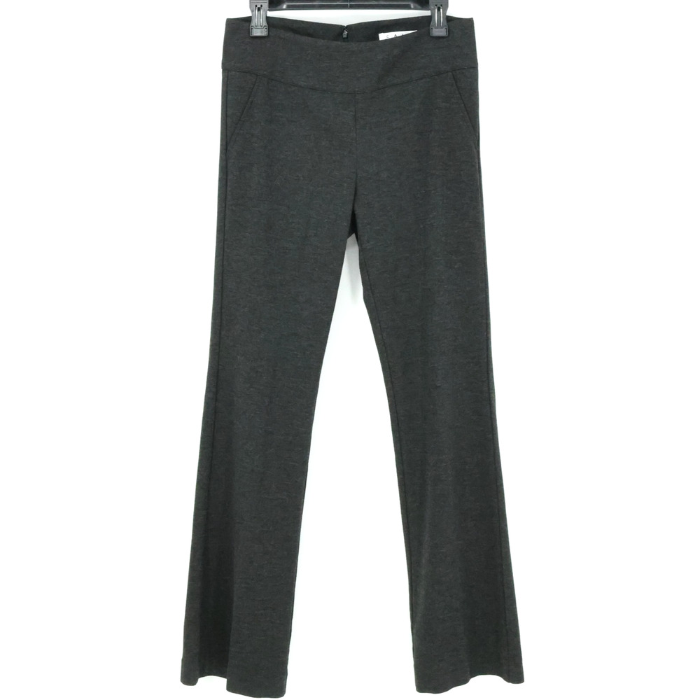 Cabi Dress Pants Womens 6 Dark Gray Stretch Knit Back Zip Flare Leg Preppy